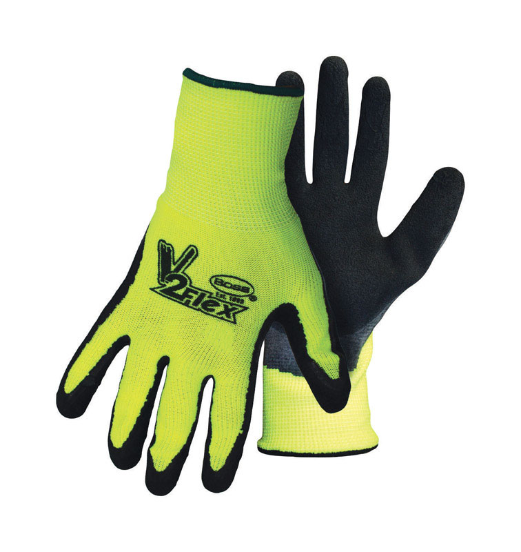 Boss V2 Flexi-Grip Men\u0027s Indoor/Outdoor Hi-Viz Work Gloves Black/Green L 1 pair - Intensery