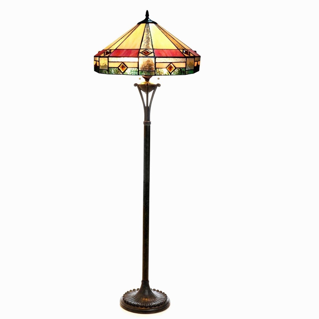 Tiffany Style Mission Design 2-light Antique Bronze Floor Lamp - Intensery