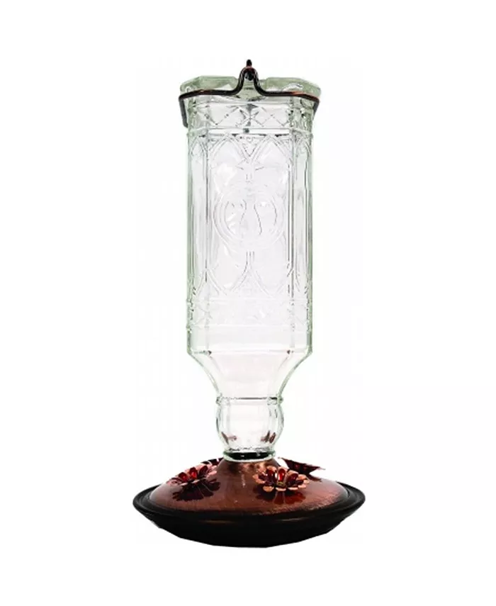 WoodStream Clear Antique Bottle Hummingbird Feeder 24 Ounce Copper 8118-2 - Intensery