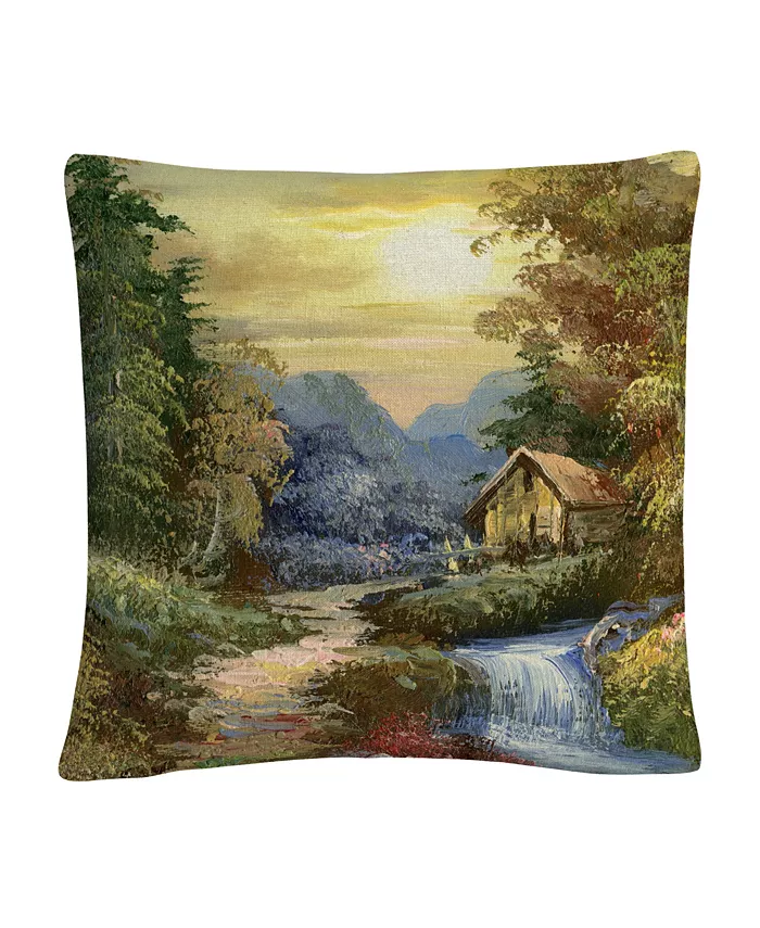 Baldwin Masters Fine Art Tranquility Rustic Landscape Mountains Decorative Pillow， 16