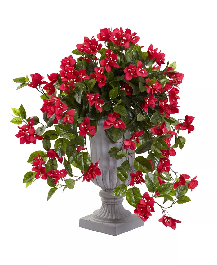 Nearly Natural Bougainvillea Flowering UV-Resistant Indoor Outdoor Artificial Plant in Decorative Urn - Intensery