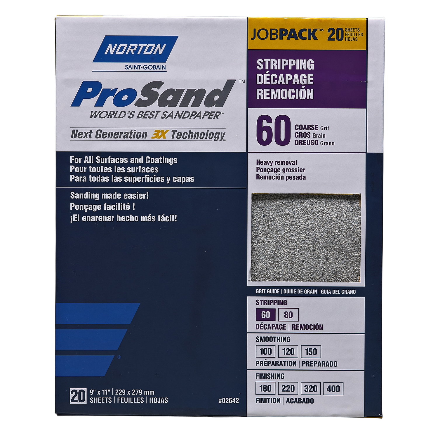 Norton ProSand 11 in. L X 9 in. W 60 Grit Aluminum Oxide Sandpaper 20 pk - Intensery