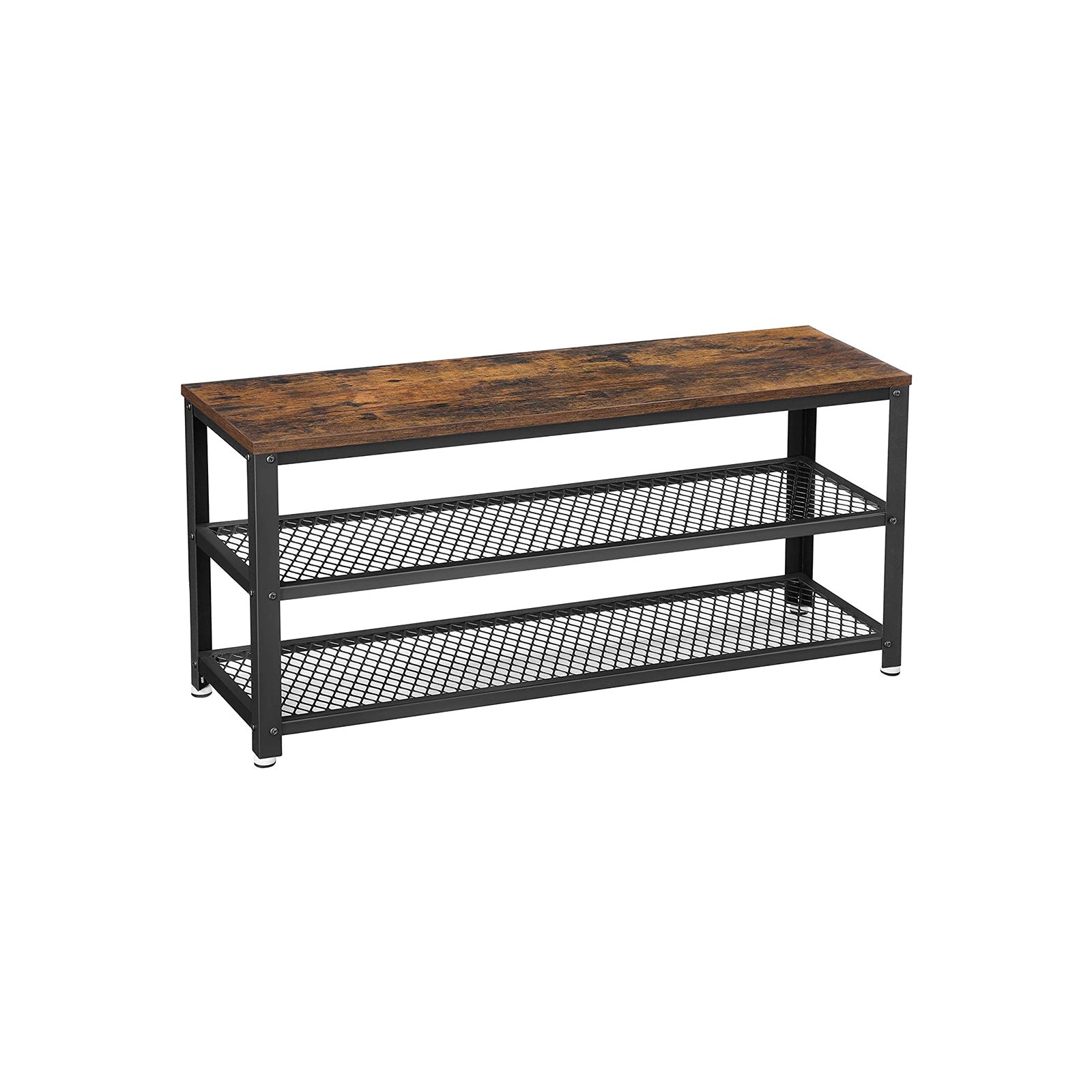 VASAGLE Rustic Brown 3-Tier Shoe Storage Bench - Intensery