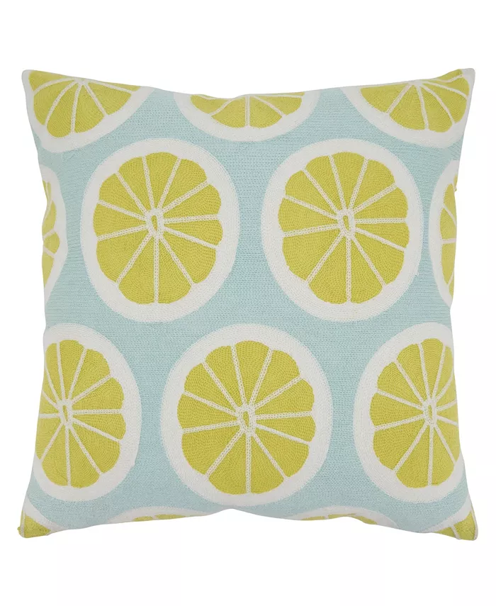 Saro Lifestyle Citrus Embroidered Decorative Pillow， 18