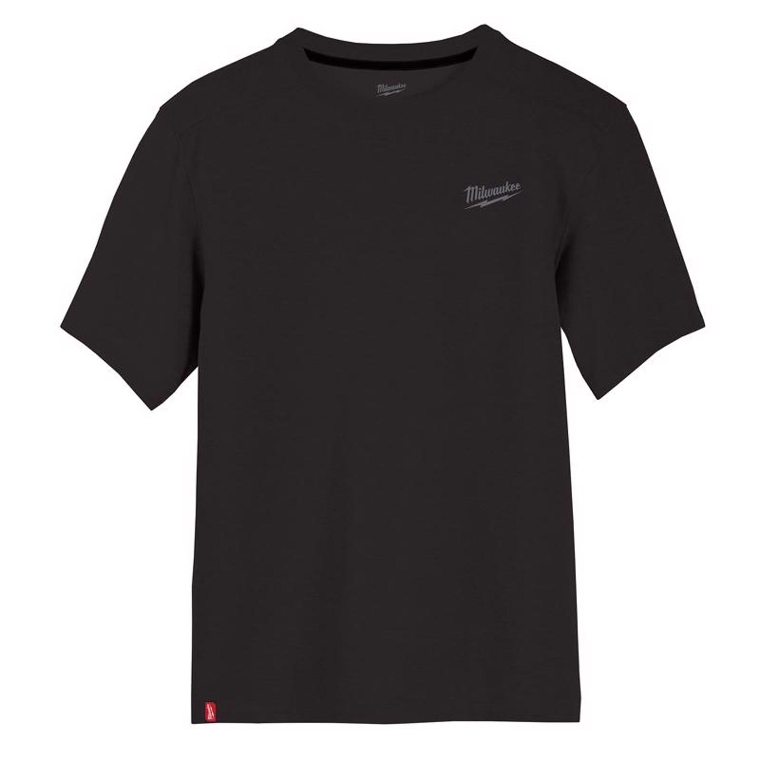 Milwaukee L Short Sleeve Men\u0027s Crew Neck Black Hybrid Work Tee Shirt - Intensery