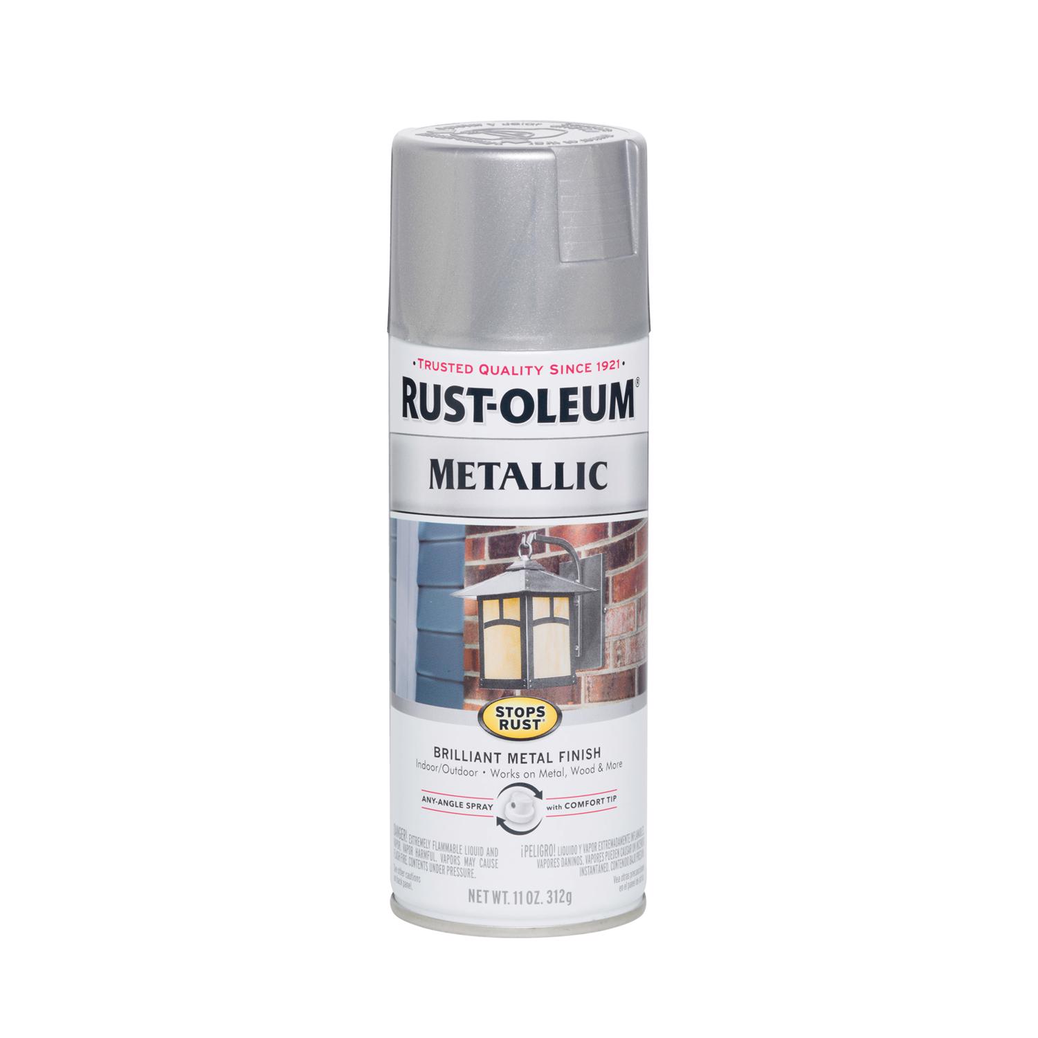 Rust-Oleum Stops Rust Silver Metallic Spray Paint 11 oz - Intensery