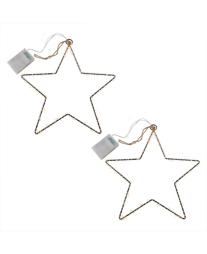 Macy's Lumabase Set of 2 Star Motif with Mini LED String Lights - Intensery