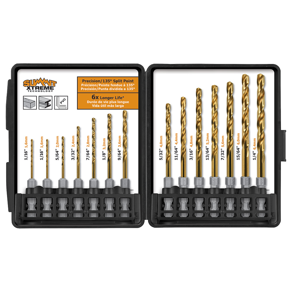 Montana Brand Wood/Metal Drill Bit Set Titanium Coated 14pc - Intensery