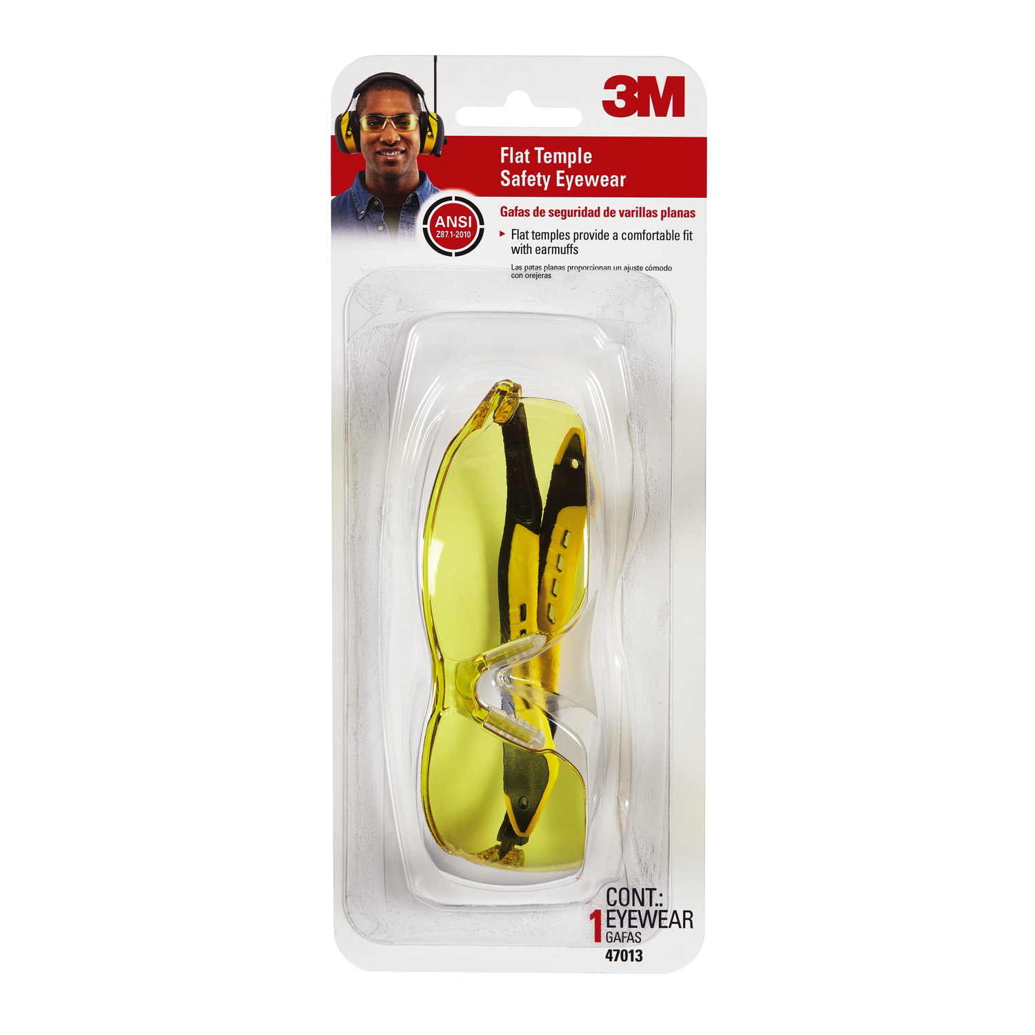 3M Safety Glasses Amber Lens Black/Yellow Frame 1 pc - Intensery