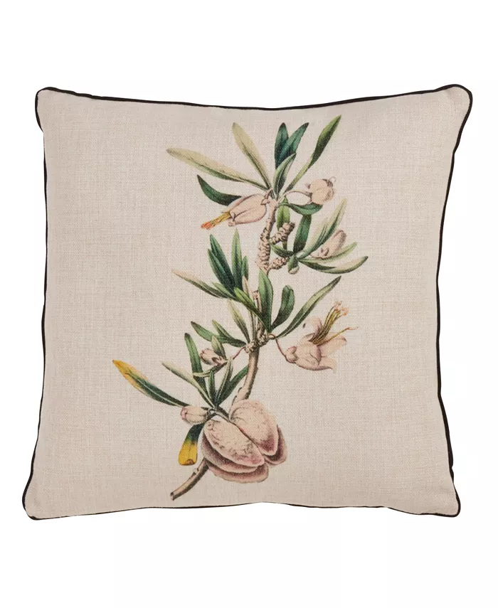 Saro Lifestyle Botanical Podocarpus Printed Decorative Pillow， 18