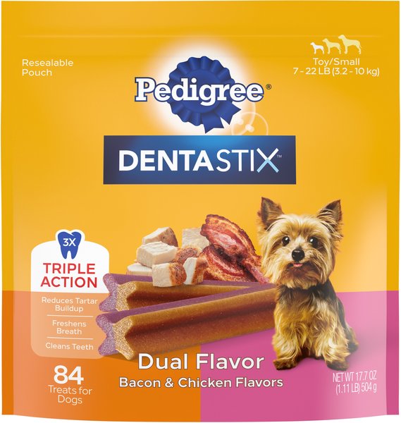 Pedigree Dentastix Dual Flavored Bacon and Chicken Flavored Mini Dental Dog Treats - Intensery
