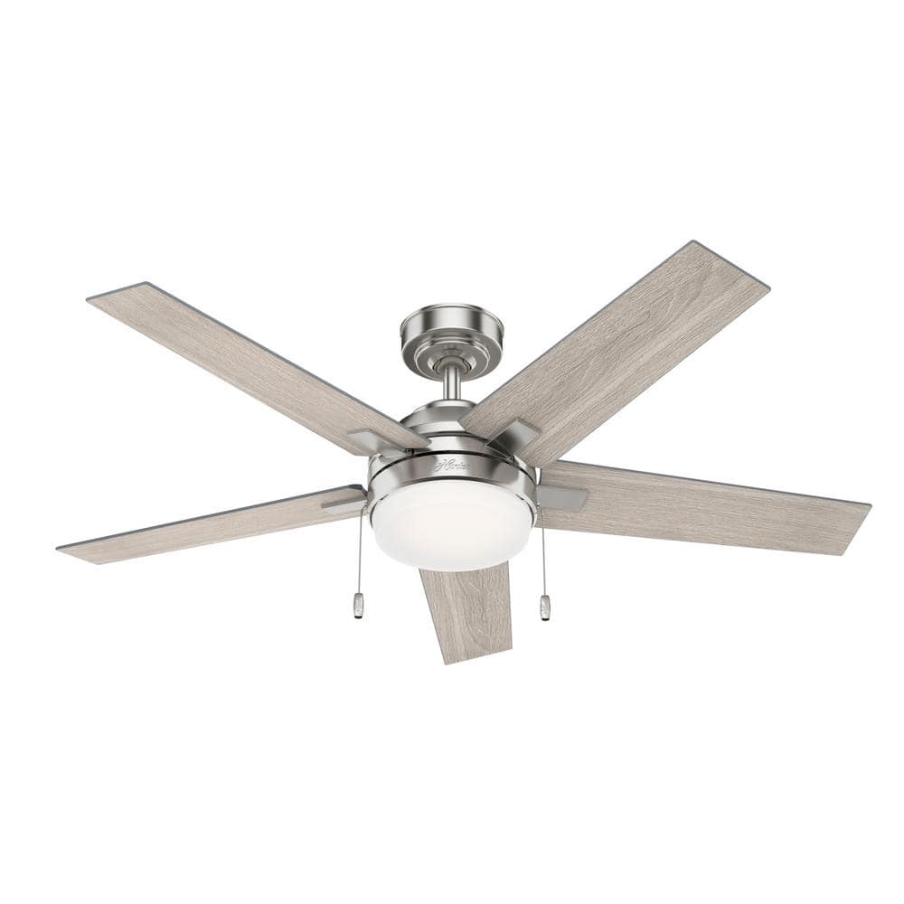 Hunter Barlett Ceiling Fan 52 Brushed Nickel Light Gray Oak - Intensery