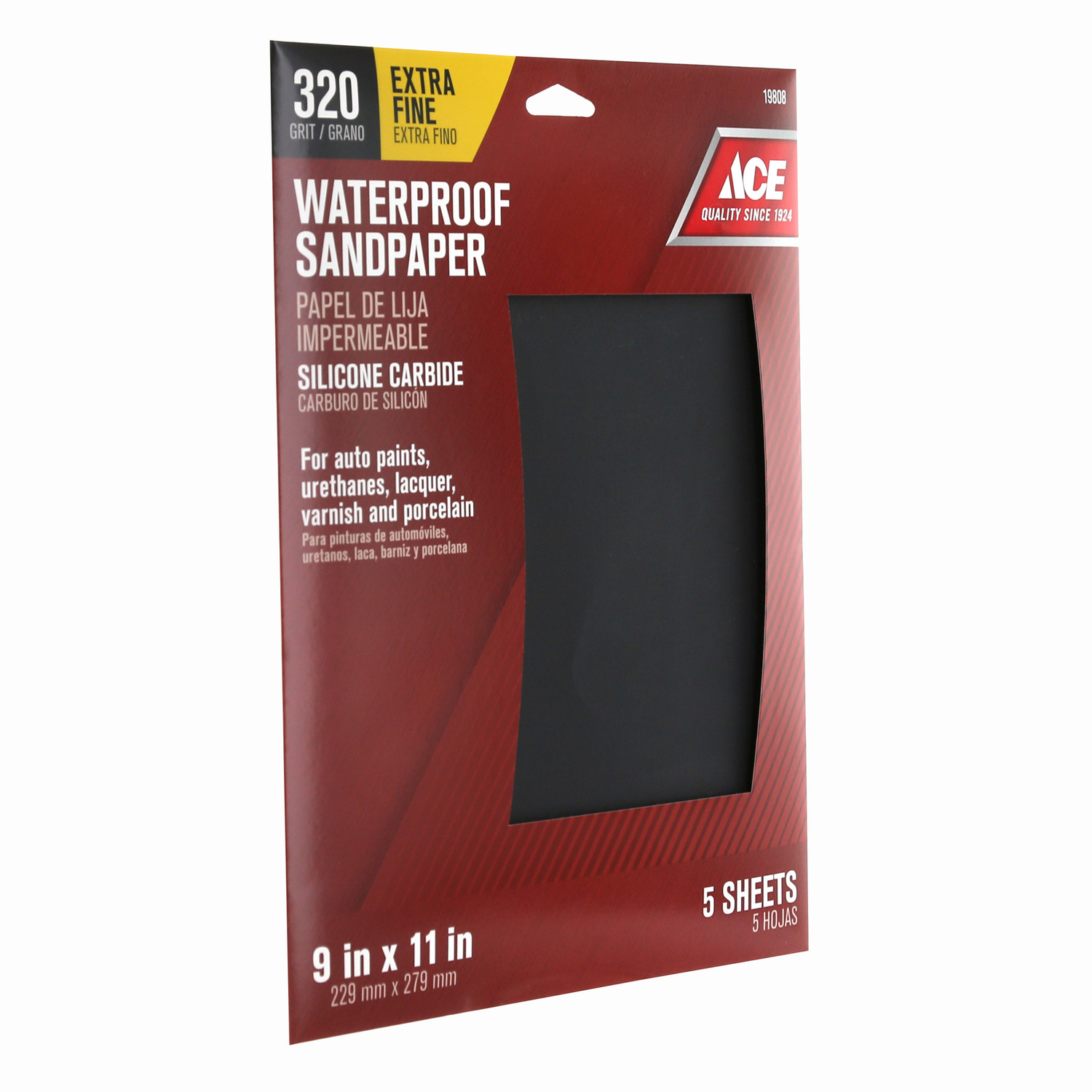 Ace 11 in. L X 9 in. W 320 Grit Silicon Carbide Waterproof Sandpaper 5 pk - Intensery