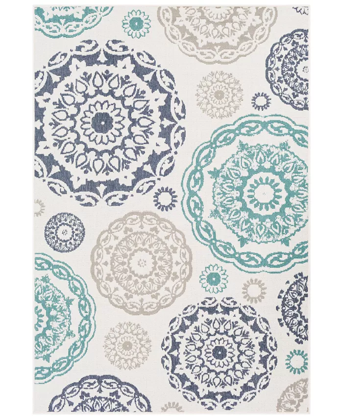 Surya Alfresco ALF-9665 Teal 6' x 9' Area Rug， Indoor Outdoor - Intensery