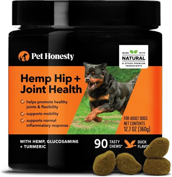 PetHonesty Hemp Hip + Joint Health Duck Flavored Soft Chews Joint Supplement for Dogs - Intensery