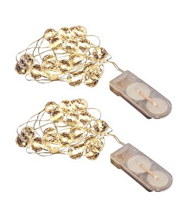 Macy's Lumabase Set of 2， 40 White Crystal Ball Mini String Lights - Intensery