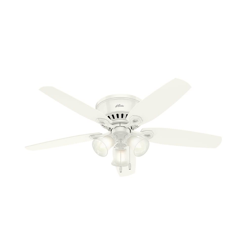 Hunter Builder Ceiling Fan 52 LED Indoor Snow White/Light Oak - Intensery