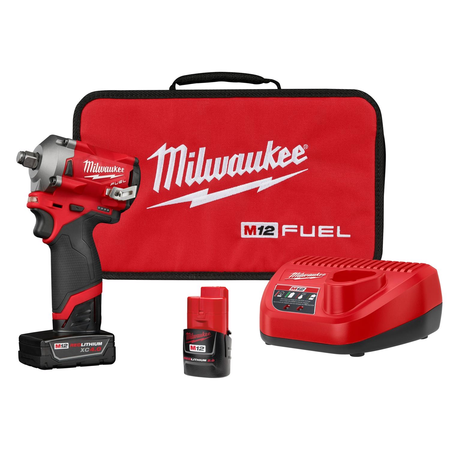 Milwaukee M12 FUEL 12 V 1/2 in. Cordless Brushless Stubby Impact Wrench Kit (Battery \u0026 Charger) - Intensery