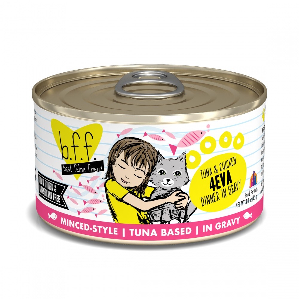 Weruva BFF Tuna and Chicken 4EVA Canned Cat Food - 3 oz， case of 24 - Intensery