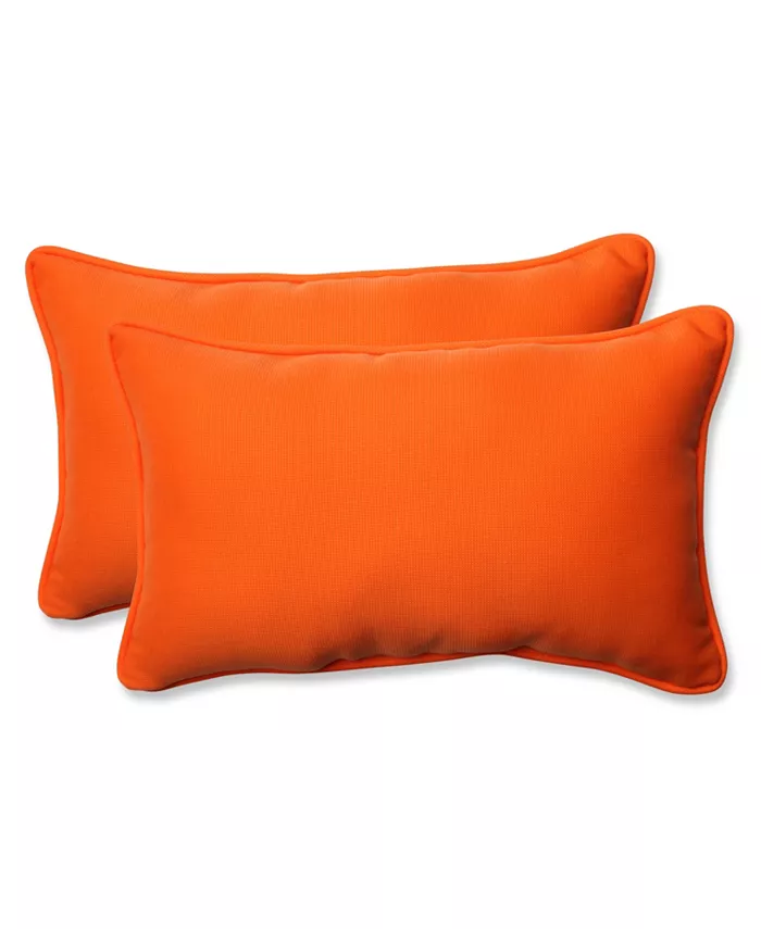 Pillow Perfect Sundeck Orange Rectangular Throw Pillow， Set of 2 - Intensery