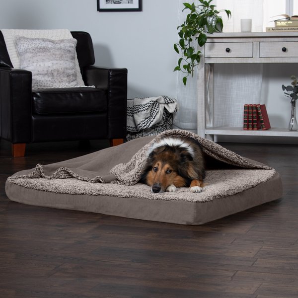 FurHaven Berber and Suede Blanket Top Memory Foam Cat and Dog Bed - Intensery