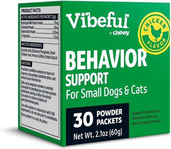Vibeful Behavior Support Powder Calming Supplement for Small Dogs and Cats - Intensery