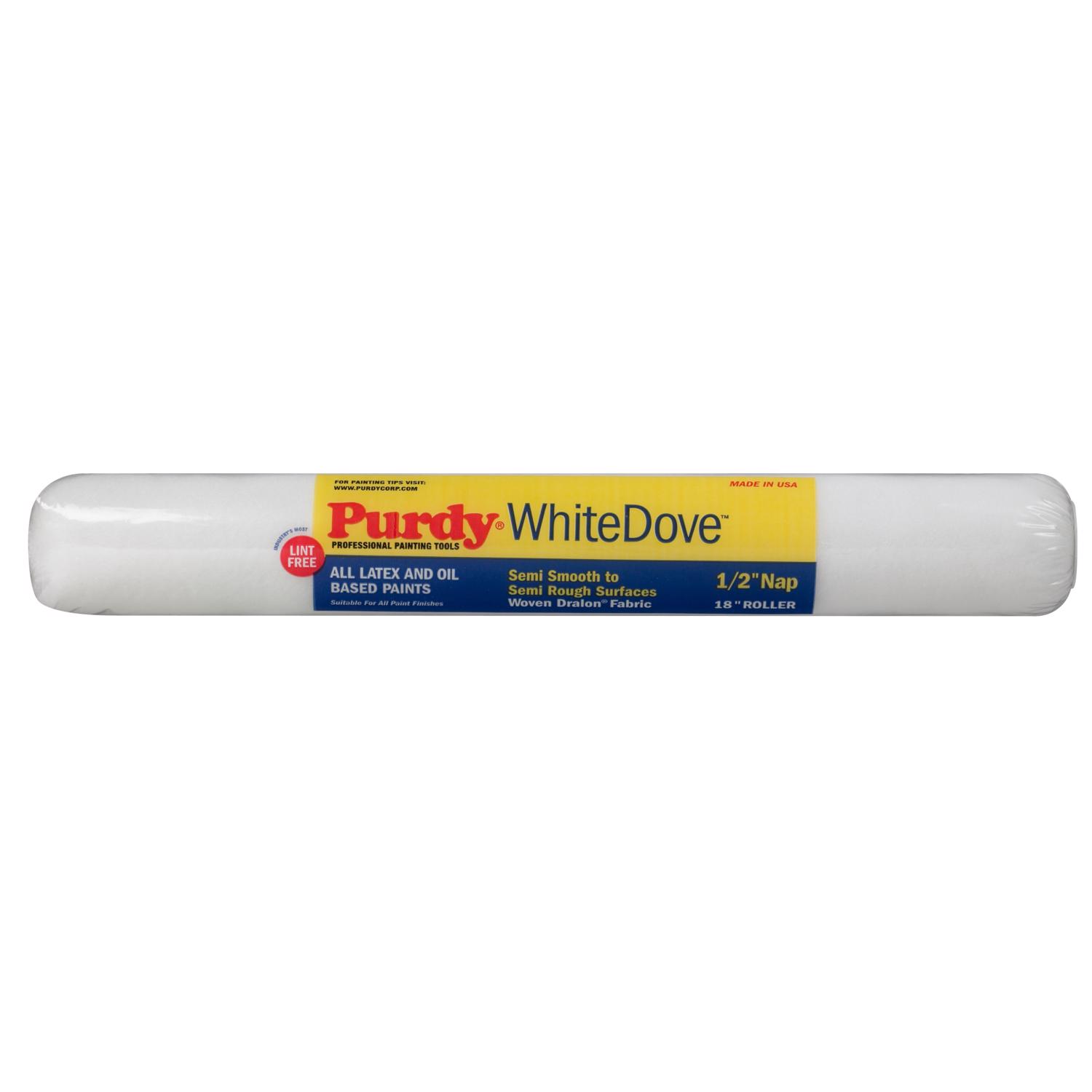 Purdy White Dove Woven Dralon Fabric 18 in. W X 1/2 in. Paint Roller Cover 1 pk - Intensery