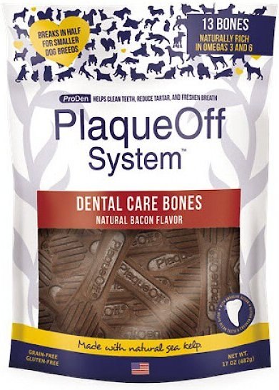 ProDen PlaqueOff System Natural Bacon Flavored Dental Bone Dog Treats - Intensery