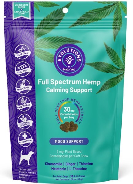 NaturVet Evolutions Full Spectrum Calming Soft Chew Supplement for Adult Dogs - Intensery