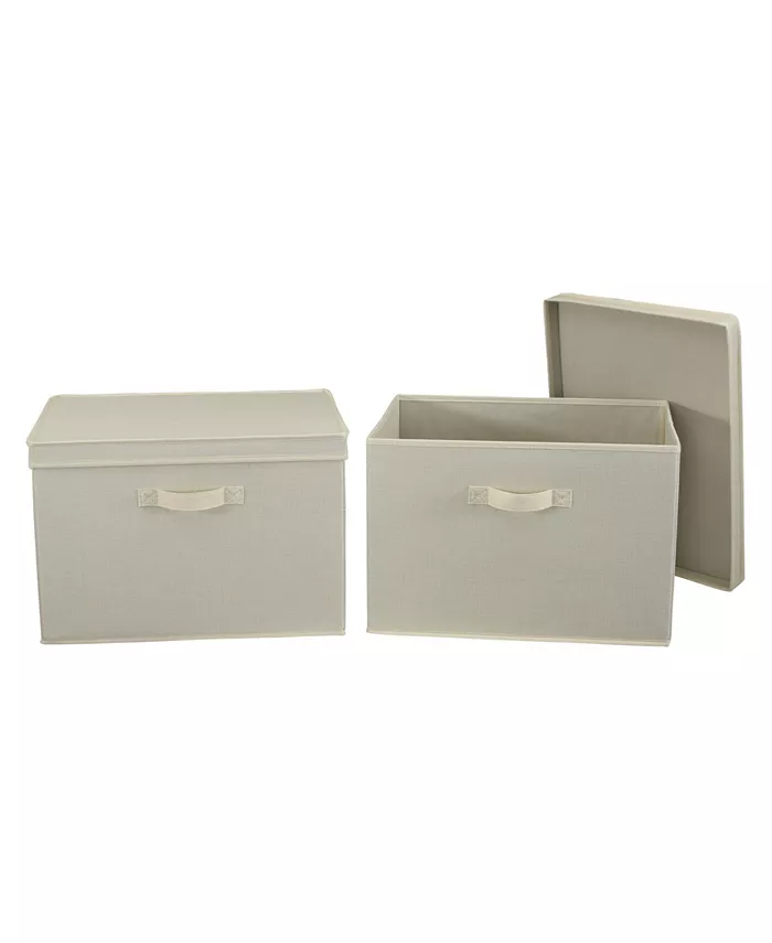 Household Essentials Wide Storage Box with Lid Box， Set of 2 - Intensery