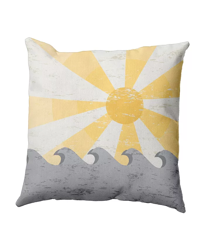 E by Design Sunbeams 16 Inch Yellow Decorative Nautical Throw Pillow - Intensery