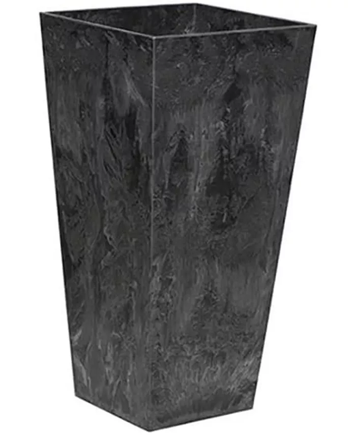 Novelty 35138 Artstone Ella Tall Square Planter Black -13.5 Inch - Intensery