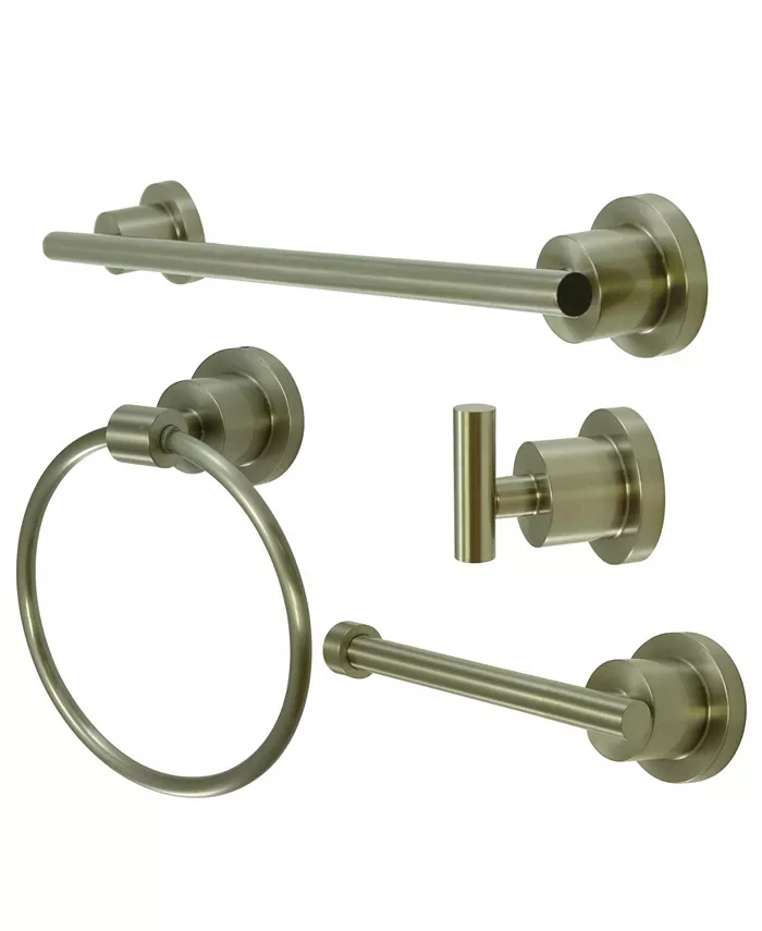 Kingston Brass Concord Modern 4-Pc. Bathroom Accessories Set in Brushed Nickel - Intensery