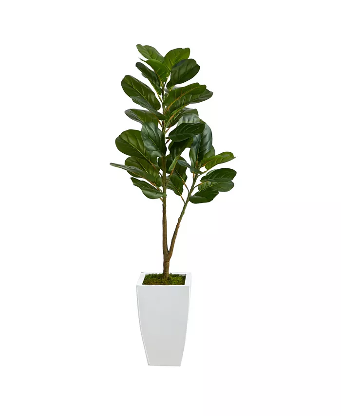 Nearly Natural 4' Fiddle Leaf Fig Artificial Tree in Metal Planter - Intensery