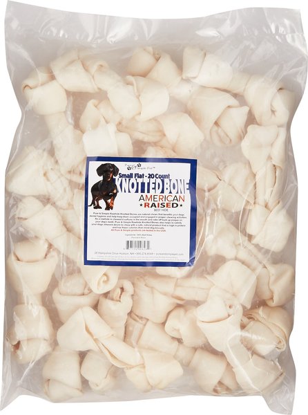 Pure and Simple Pet Flat Knotted Rawhide Bone Dog Treat， Small - Intensery