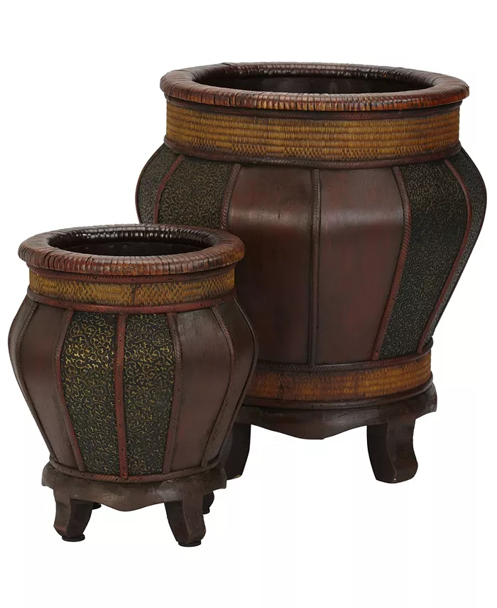 Nearly Natural Decorative Wood Panel Planters - Set of 2 - Intensery