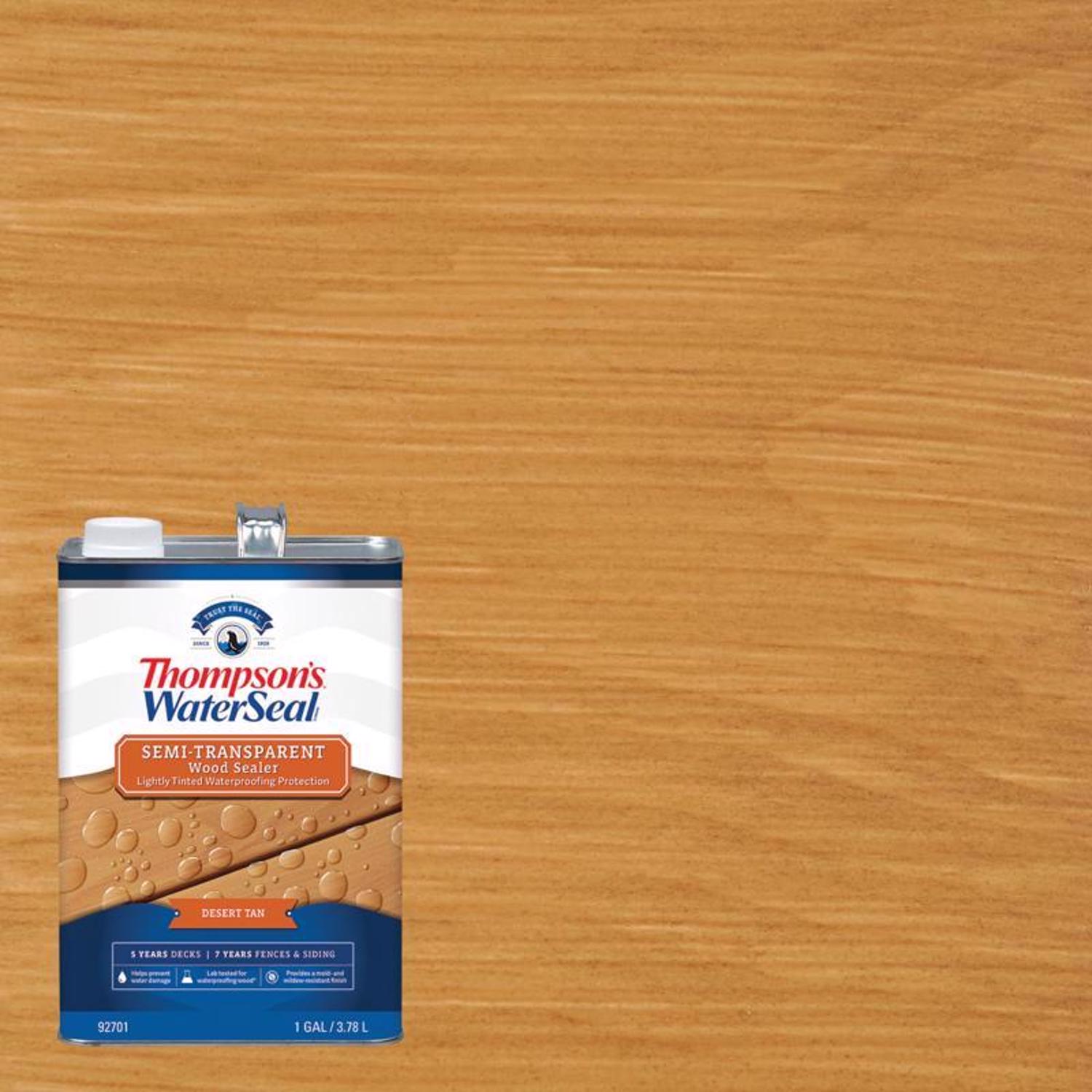 Thompson\u0027s WaterSeal Semi-Transparent Desert Tan Waterproofing Wood Stain and Sealer 1 gal - Intensery