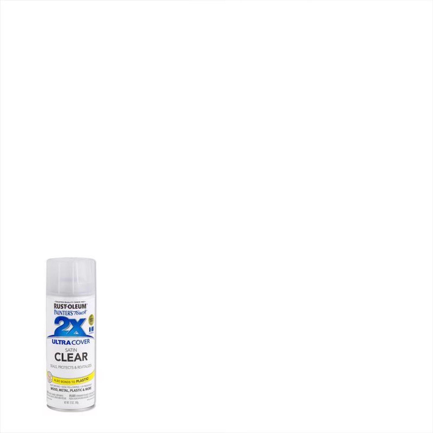 Rust-Oleum Painter\u0027s Touch 2X Ultra Cover Satin Clear Paint+Primer Spray Paint 12 oz - Intensery
