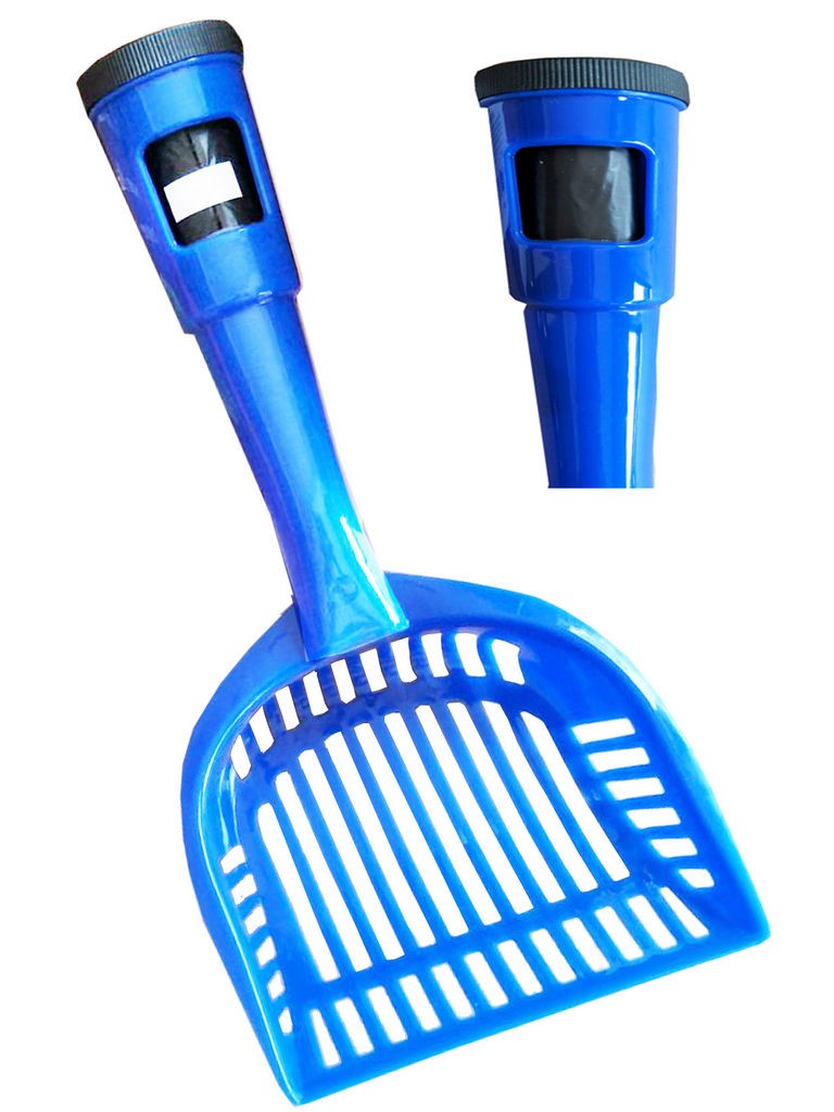 Pet Life Poopin-Scoopin Dog And Cat Pooper Scooper Litter Shovel With Built-In Waste Bag Handle Holster in Blue (One Size) - Pet Life PS1BL - Intensery