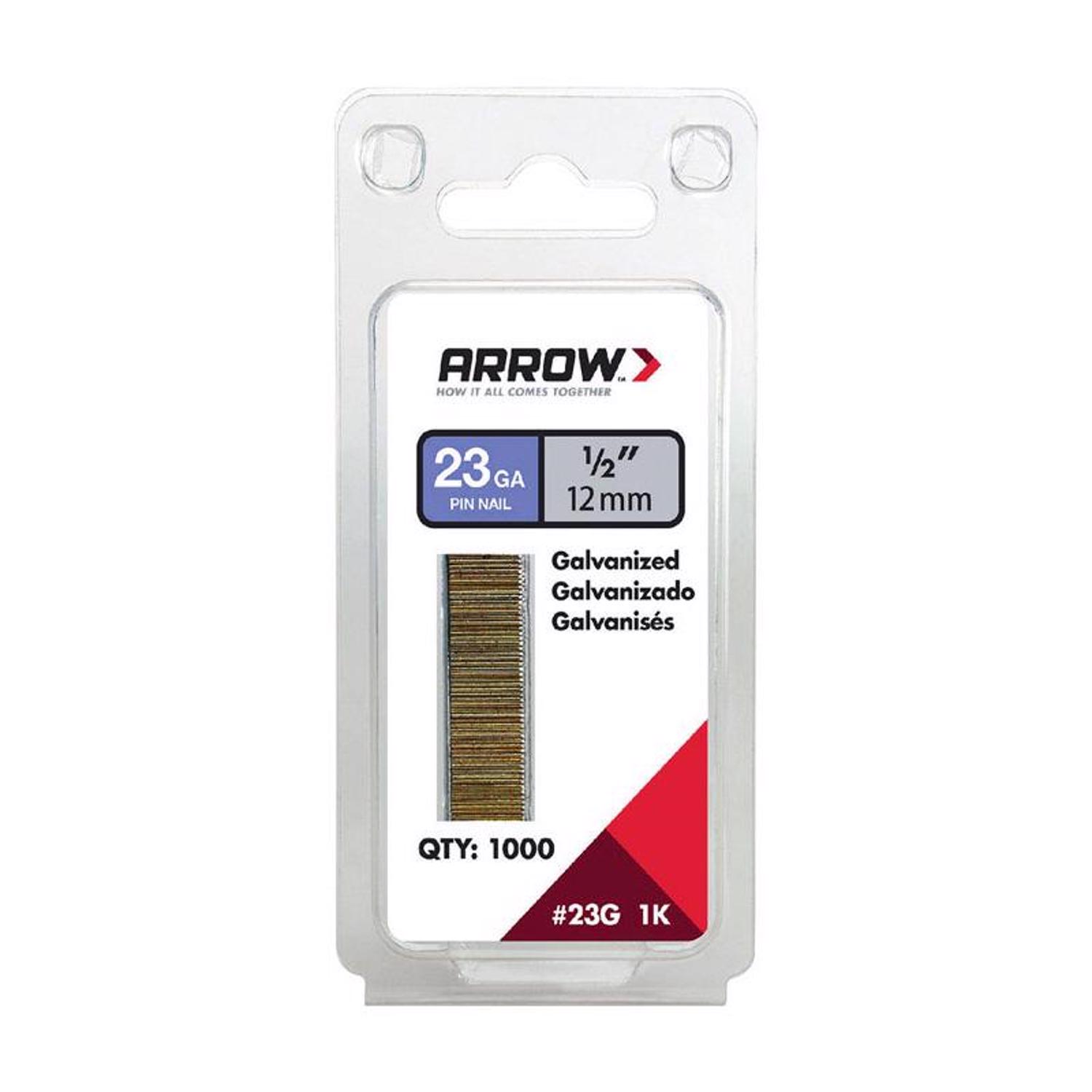 Arrow 1/2 in. 23 Ga. Straight Strip Galvanized Pin Nails 1，000 pk - Intensery