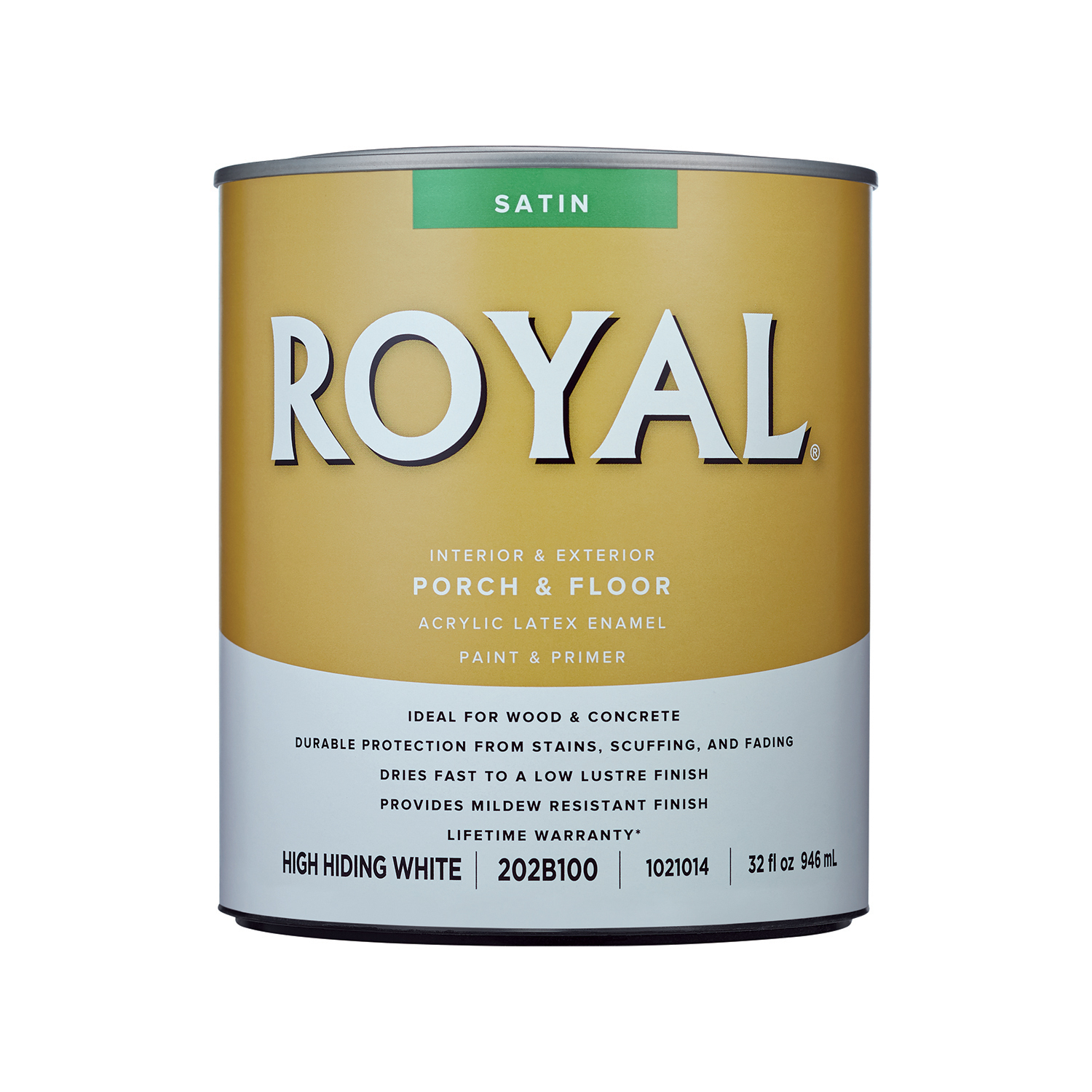 Royal Satin High-Hiding White Porch \u0026 Floor Paint 1 qt - Intensery
