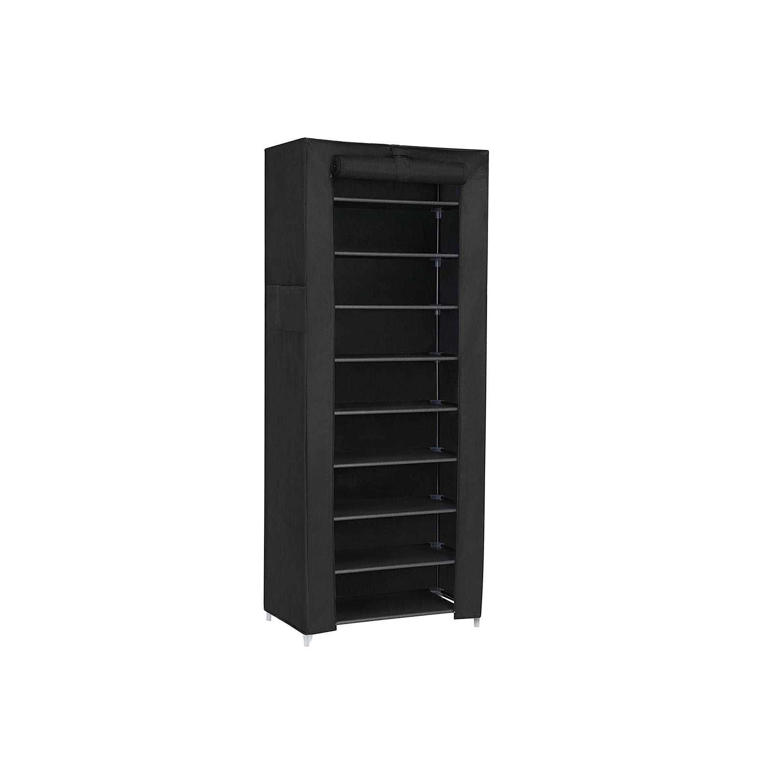 SONGMICS 10-Tier Shoe Tower Rack with CoverBlack - Intensery