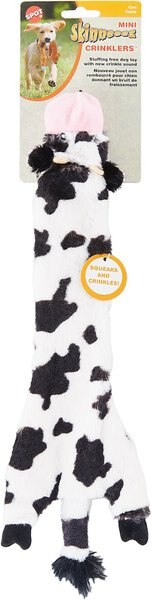 Ethical Pet Skinneeez Crinklers Cow Stuffing-Free Squeaky Plush Dog Toy - Intensery