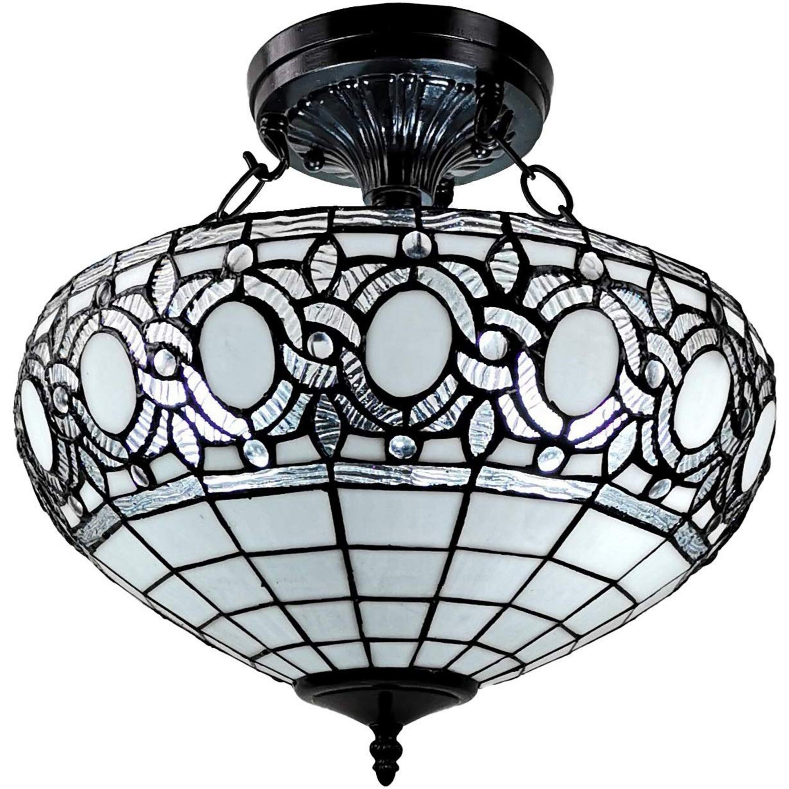 Tiffany Style Semi-flush Mount Ceiling Fixture Amora Lighting - Intensery