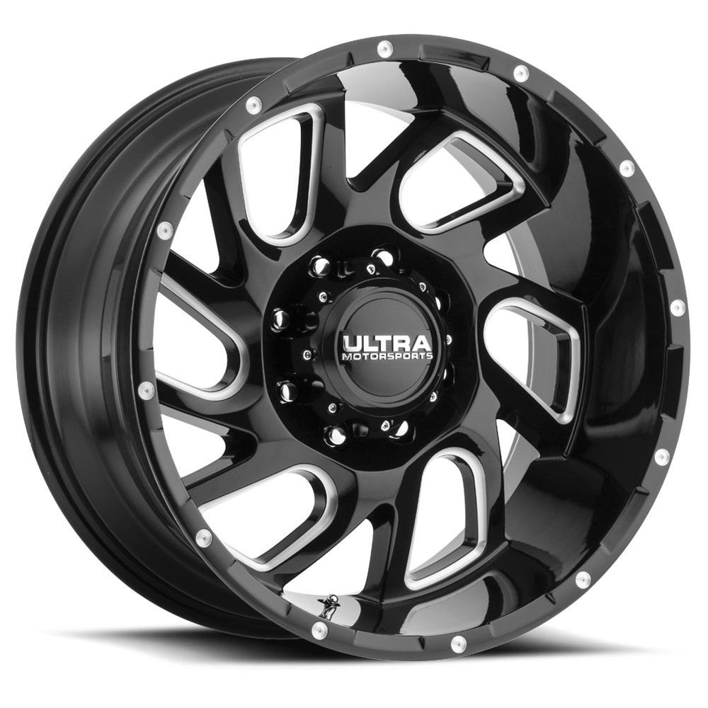 Ultra Wheel Company 221-2985BM+18 Ultra Wheel 221 Carnage Gloss Black Wheels with Milled Accents - Intensery