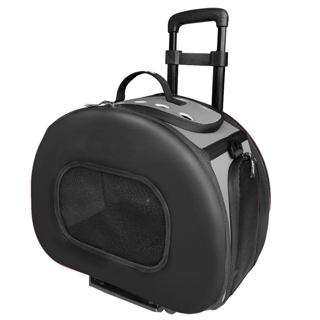 Pet Life Tough-Shell Wheeled Collapsible Final Destination Pet Carrier in Black (One Size) - Pet Life B51BKMD - Intensery