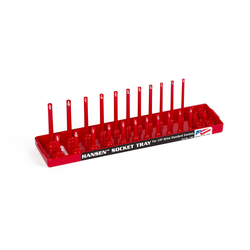 Hansen Global 2 Row Socket Tray 1/4 Drive 26 Slot SAE Red - Intensery