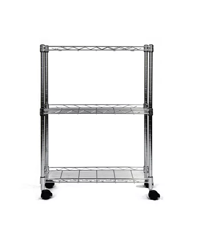 Oceanstar 3-Tier Shelving All-Purpose Chrome Utility Cart - Intensery
