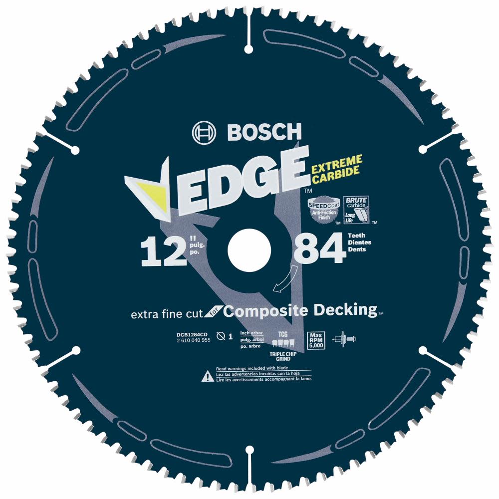 Bosch 12 In. 84 Tooth Edge Circular Saw Blade for Composite Decking DCB1284CD from Bosch - Intensery
