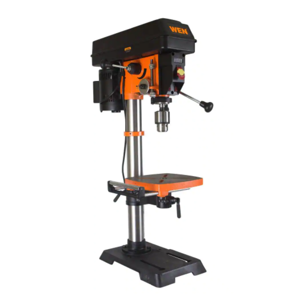 Wen 5-Amp 12 in. Variable Speed Cast Iron Benchtop Drill Press with Laser， Work Light， and 5/8 in. Chuck Capacity - Intensery